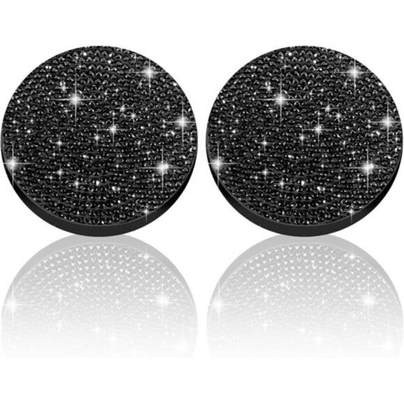 Car Coasters Black Rhinestone Bling Cup Holder (2 Pack) Vehicle Truck Gift - Picture 2 of 7